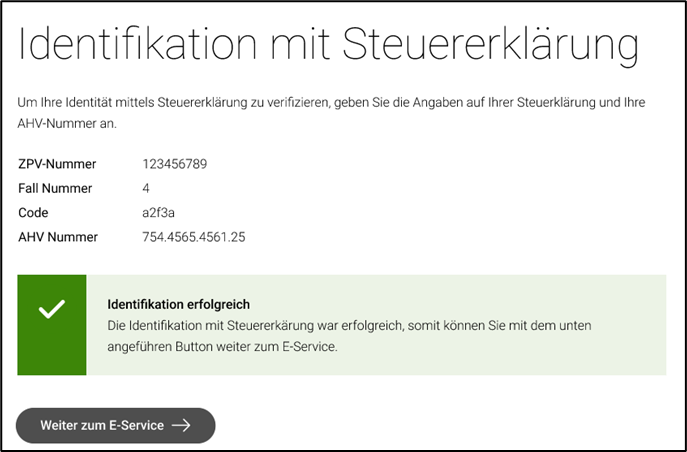 Identifikation mit Steuererklärung